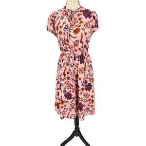 J. CREW Dress SIZE SP Colorful Piink Bronze Purple Floral Easy Care Bohemian